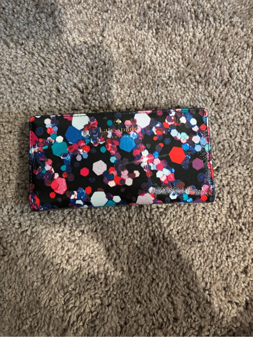 kate spade Black Multicolor Confetti Long Wallet